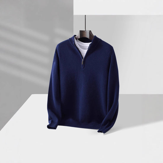 Mens Loose-Fit Half-Zip Turtleneck Thermal Sweater With Extra Padding